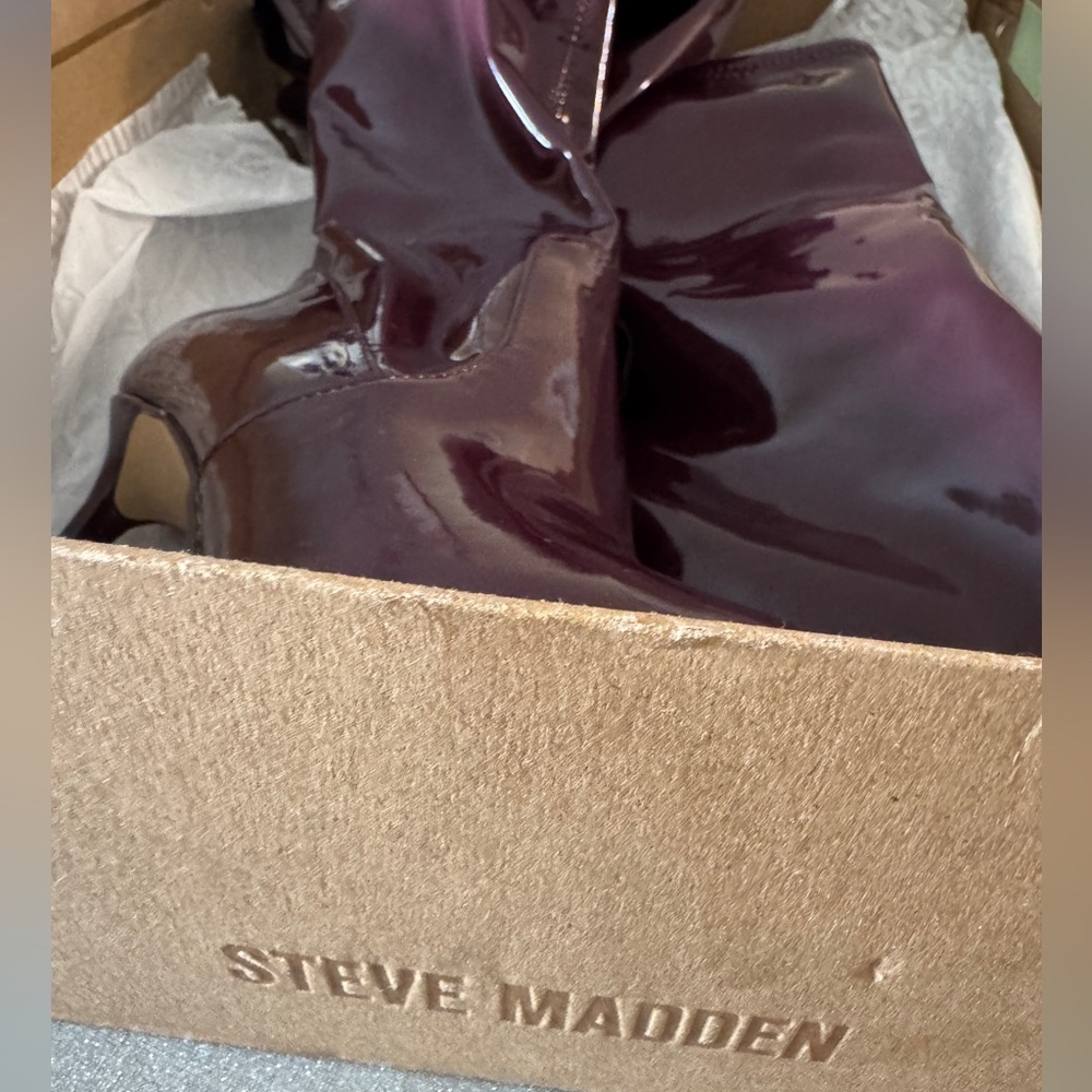 Burgundy Steve Madden Patent Over-the-Knee Stiletto Boot - Picture 8 of 8